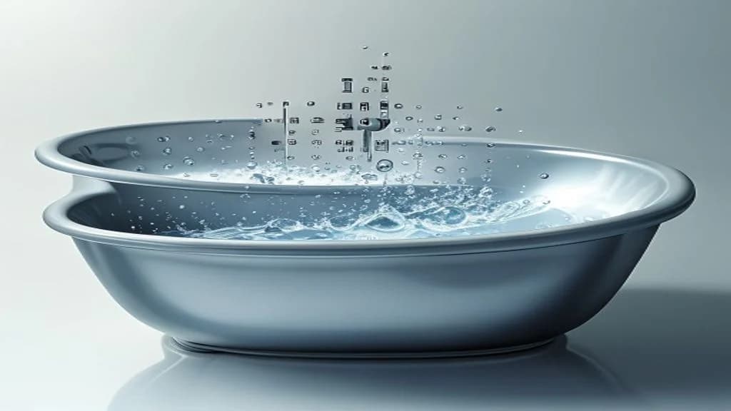 thermometer reading 52F in a stainless plunge tub, droplets visible