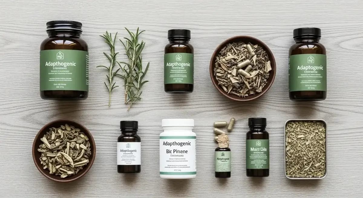 Ashwagandha plant and supplement capsules