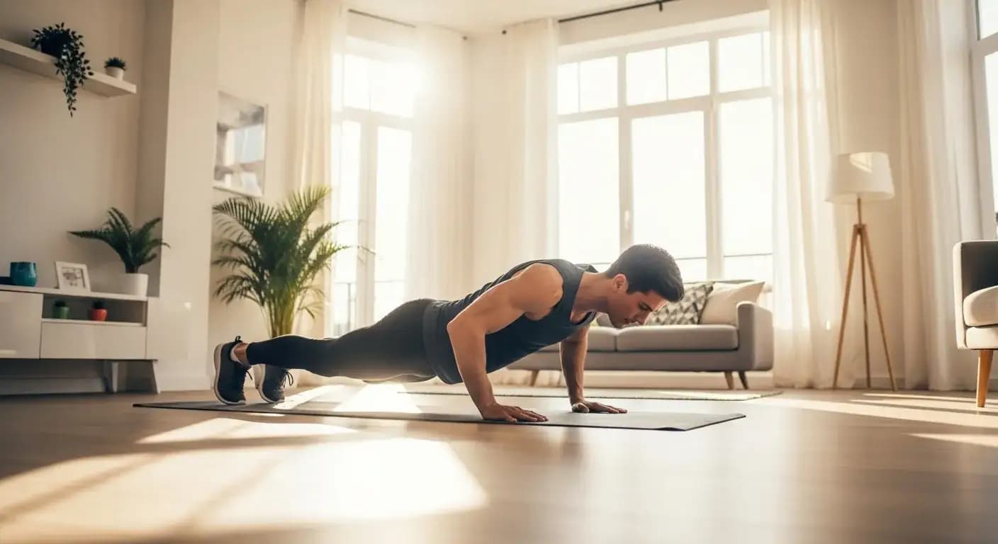 Person doing bodyweight exercises at home