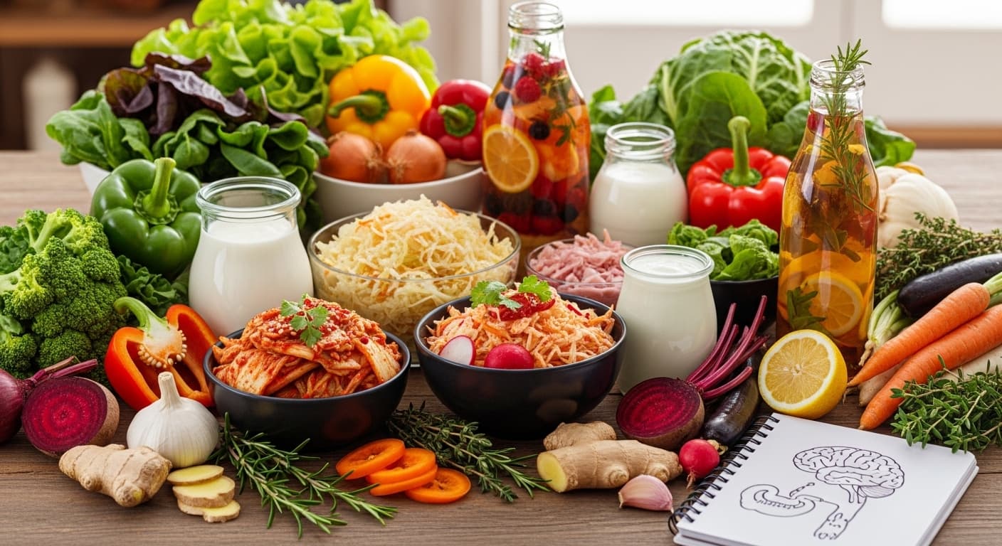 Illustration showing the connection between digestive system and brain health