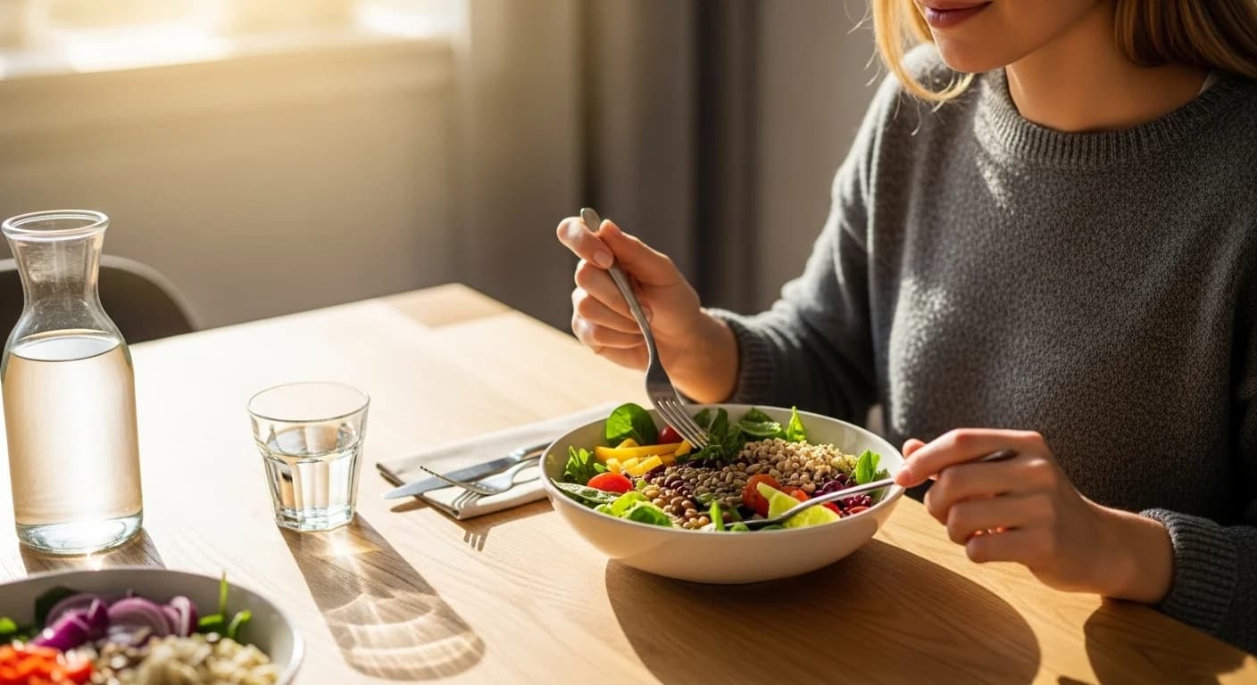 Person experiencing improved mood and mental clarity through better nutrition and gut health practices