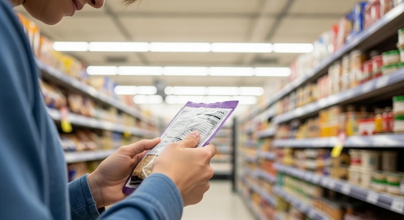 Nutrition Facts label highlighting daily value percentages for sodium saturated fat fiber and protein